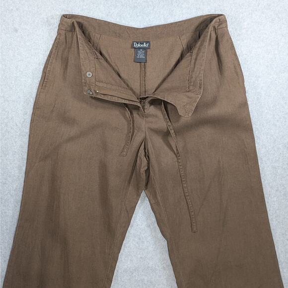 Vintage Rafaella 100% Linen Pants Womens 10 Brown Straight Leg Drawstring Casual - Picture 5 of 10